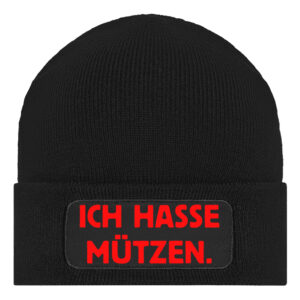 Beanie "ICH HASSE MÜTZEN" rot