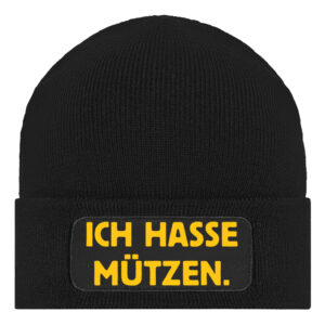 Beanie "ICH HASSE MÜTZEN" gelb